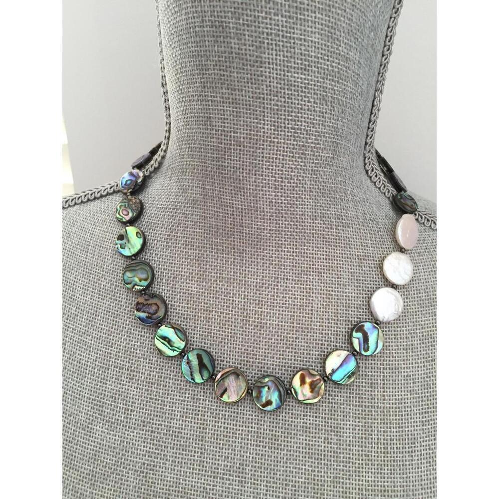 Aurelia Necklace - Abalone & Freshwater Pearl Statement Necklace